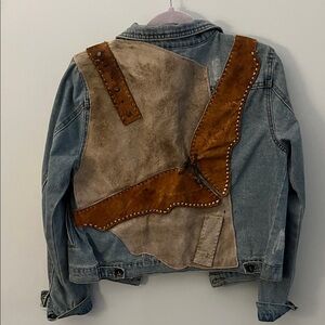 Unique Denim and suede patchwork Jacket with a Western/Bohemian style